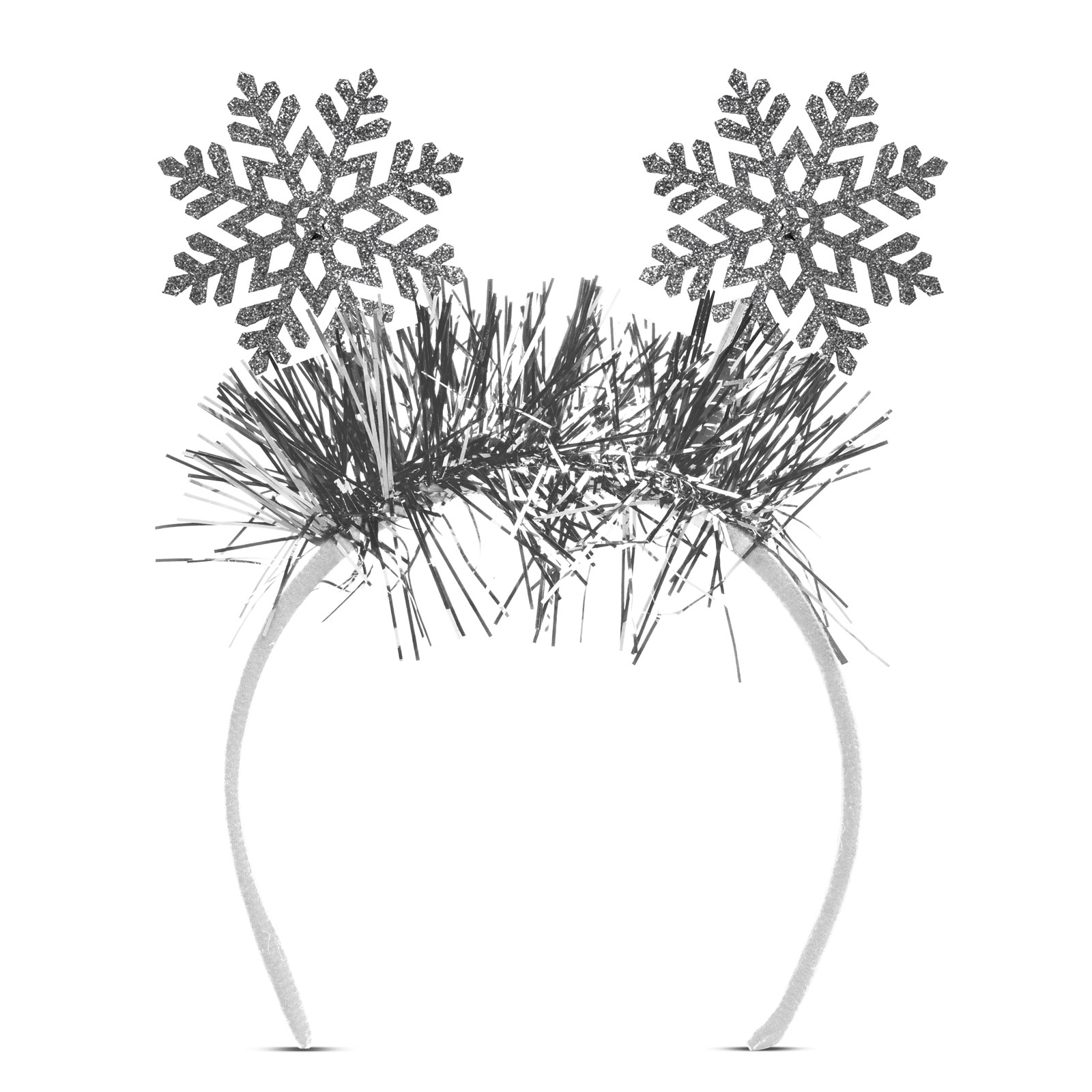 Bentiță de Crăciun - argintie - fulg de nea - 20 cm thumb