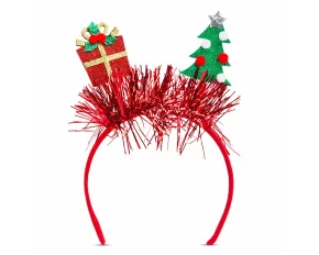 Bentiță de Crăciun - roșu - cadou, brad - 20 cm