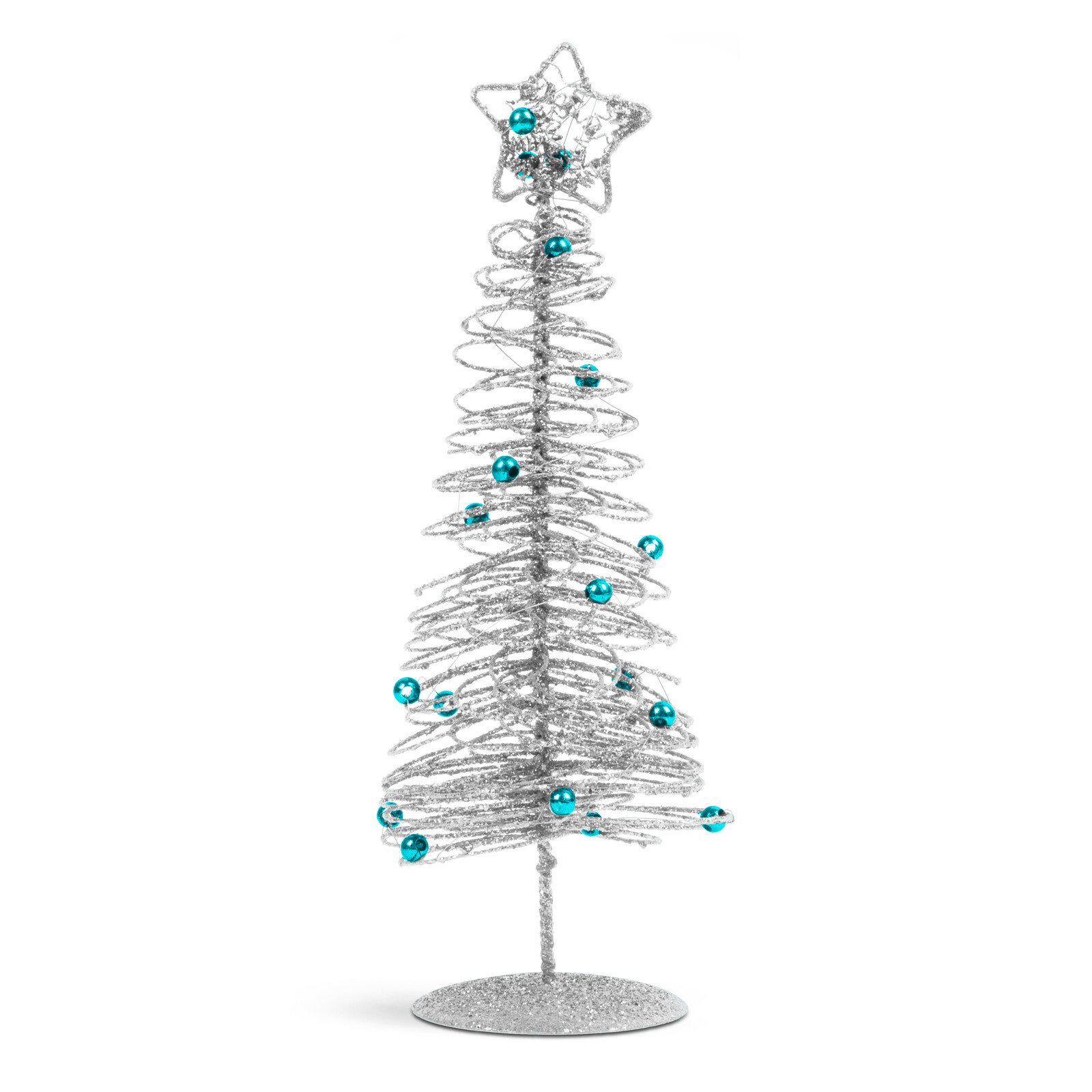 Brăduț metalic - ornament de Crăciun - 28 cm - argintiu thumb