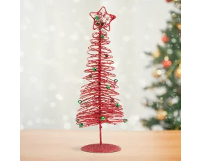 Brăduț metalic - ornament de Crăciun - 28 cm - roșu