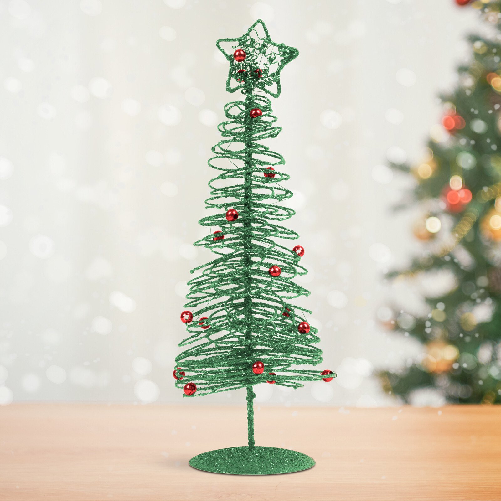 Brăduț metalic - ornament de Crăciun - 28 cm - verde thumb