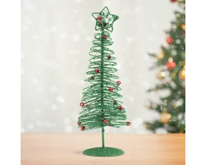 Brăduț metalic - ornament de Crăciun - 28 cm - verde