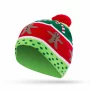 Căciulă de Crăciun - cu LED-uri colorate, ciucuri, baterie - verde