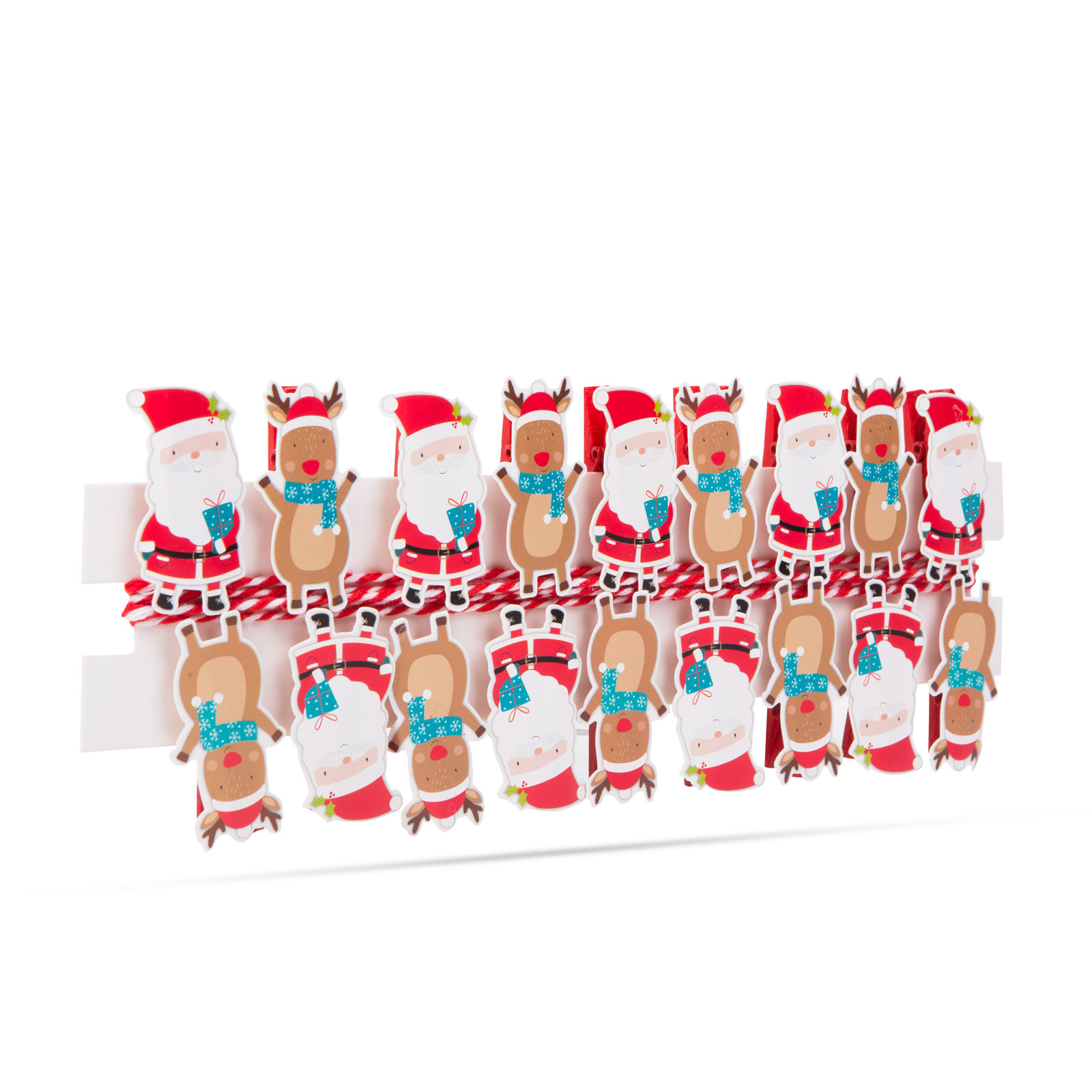 Cleme de Crăciun cu panglică - Moș Crăciun - 22 x 35 mm - 18 buc, 2 m / pachet thumb