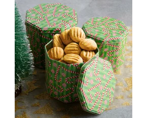 Cutie de biscuiți - cu model acadele bastonaș - octogon - 3 buc/pachet