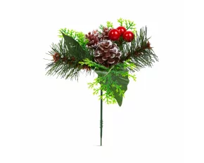 Decor de Crăciun - con, și fructe de pădure roșii - 8 x 20 cm