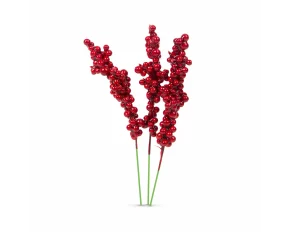 Decor de Craciun - fructe de padure rosii - 8 cm - 6 buc/pachet