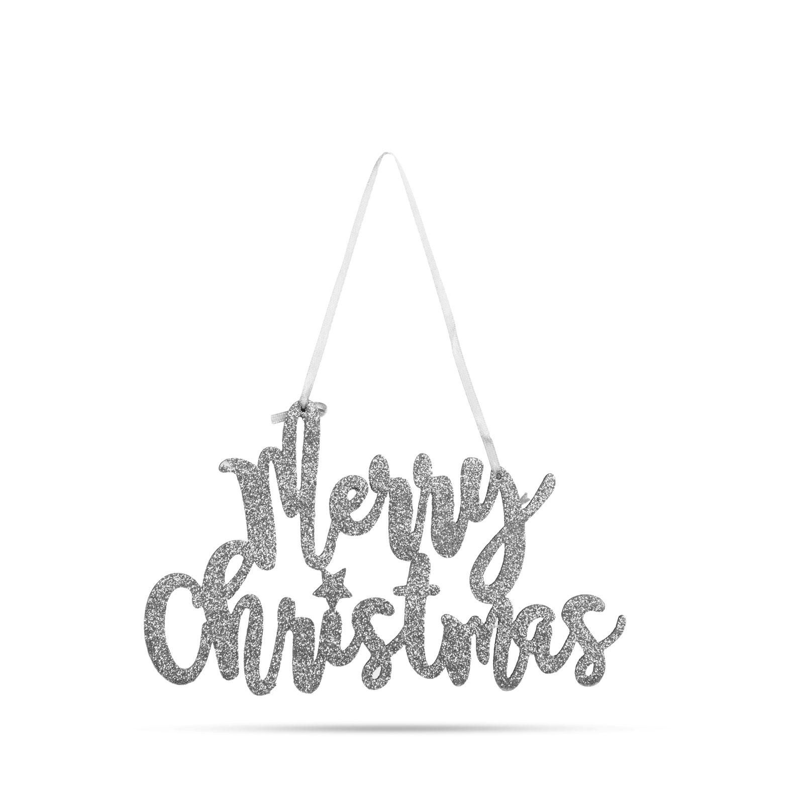Decor de Crăciun - "Merry Christmas" - 20 x 12 cm - argintiu thumb