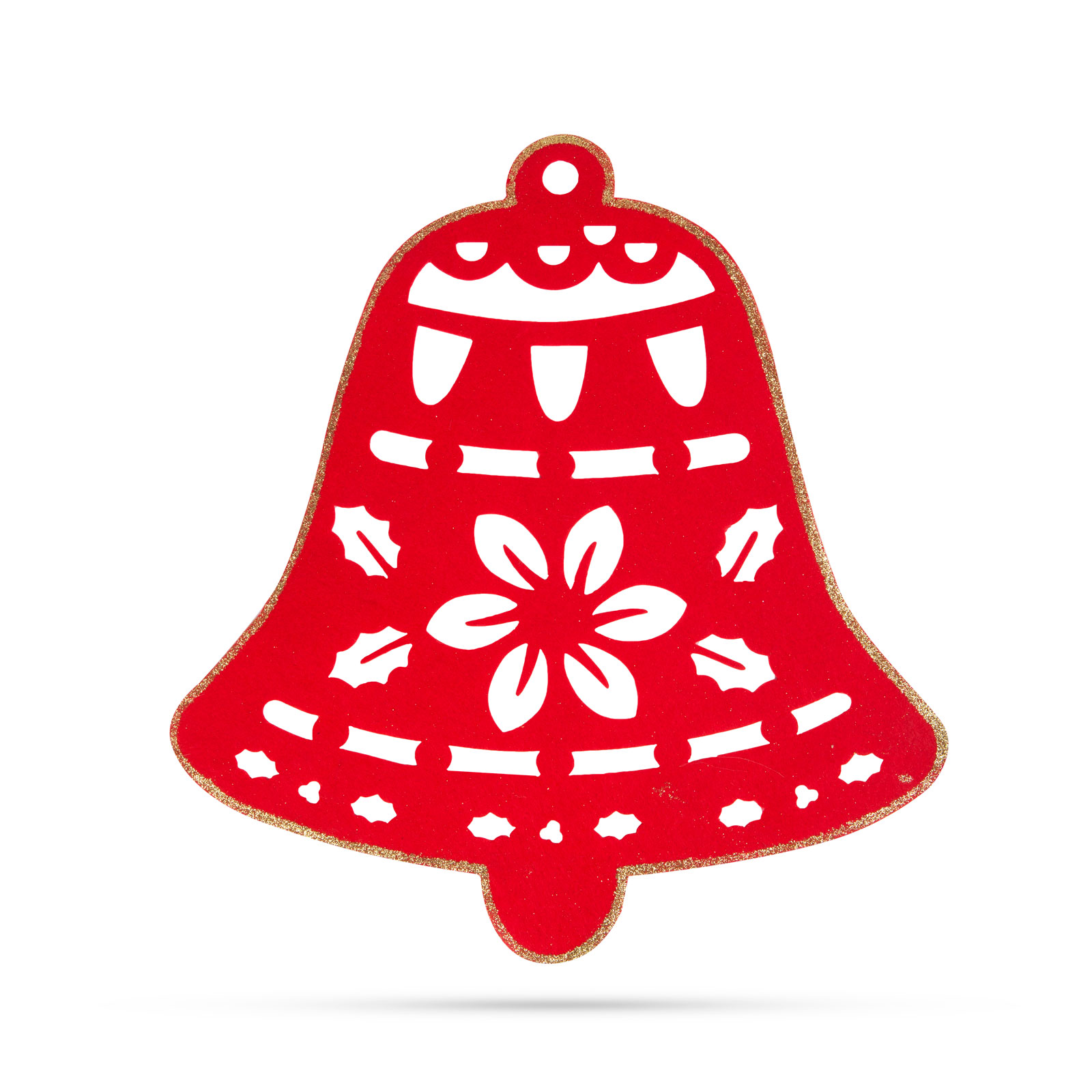 Decor de perete - Crăciun - clopoțel - 39.5 x 42 cm - roșu / auriu thumb