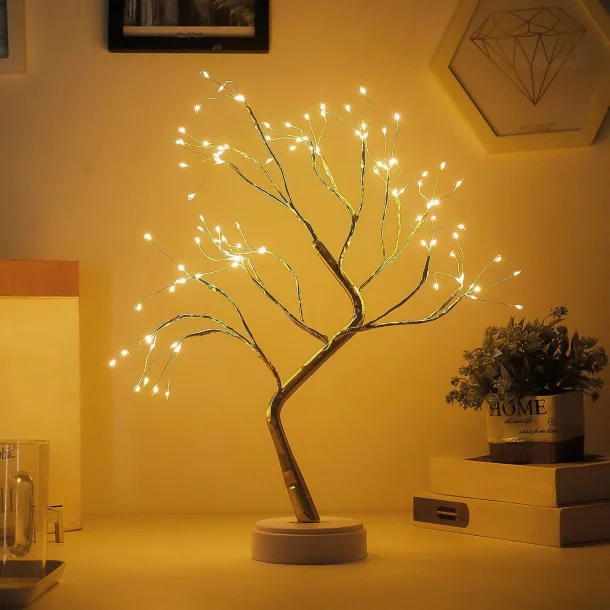 Decor LED pentru copac de masa - alb cald - cu baterie