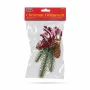 Decor pentru usi de Craciun - pin artificial, cu con, clopot auriu - 16 x 15 cm