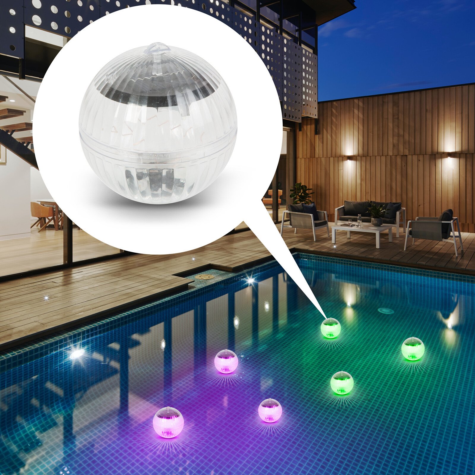 Dispozitiv iluminare solară pentru piscină - LED RGB - 10 cm thumb