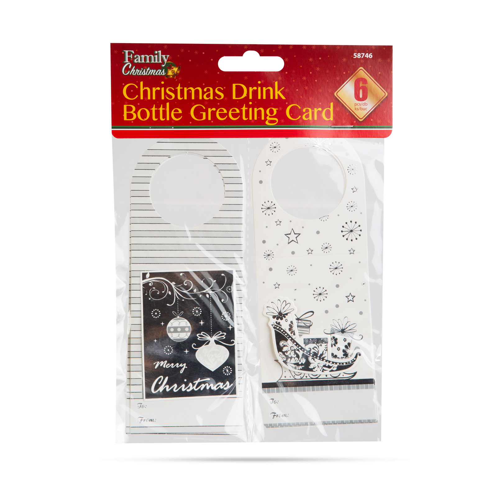 Felicitare de Crăciun - pentru sticlele de băutură - 4 tipuri - 6 buc/pachet thumb