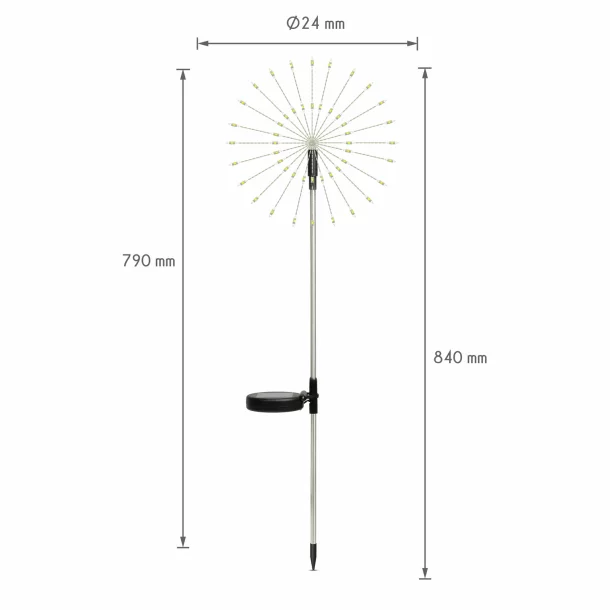 Floare solară - 90 microLEDuri - alb cald - 84 cm