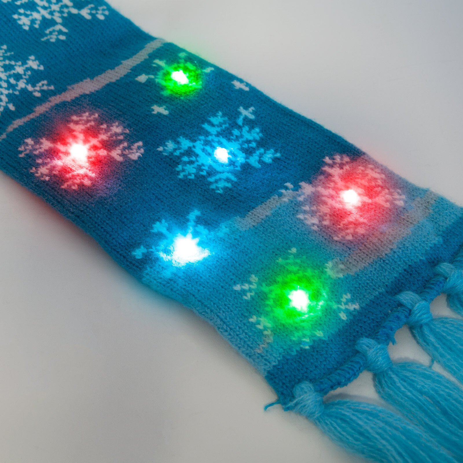 Fular de Crăciun - 100 cm - LED, cu baterie, albastru thumb