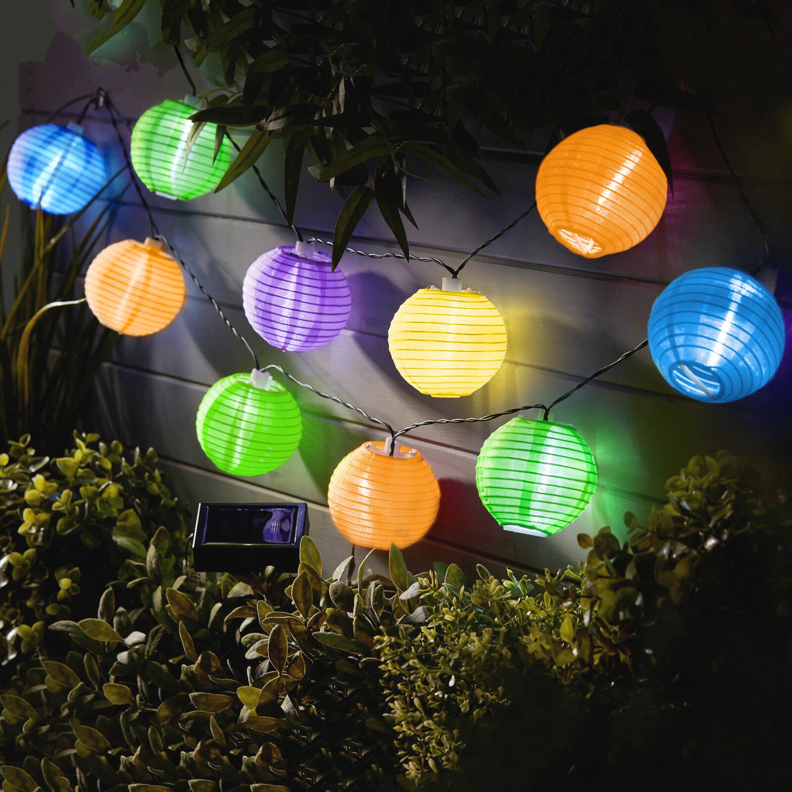 Garden of Eden - șir de 10 lampioane solare LED diferite culori, alb rece 3,7 m thumb
