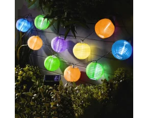 Garden of Eden - șir de 10 lampioane solare LED diferite culori, alb rece 3,7 m