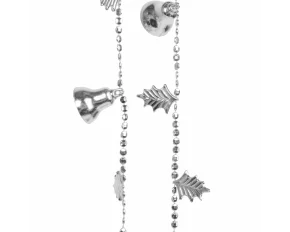 Ghirlandă de Crăciun cu clopotei - argintiu strălucitor - 260 cm