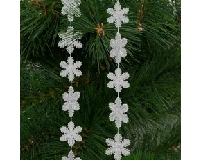 Ghirlandă de Crăciun - Fulgi de nea - 2.7 m - argintie