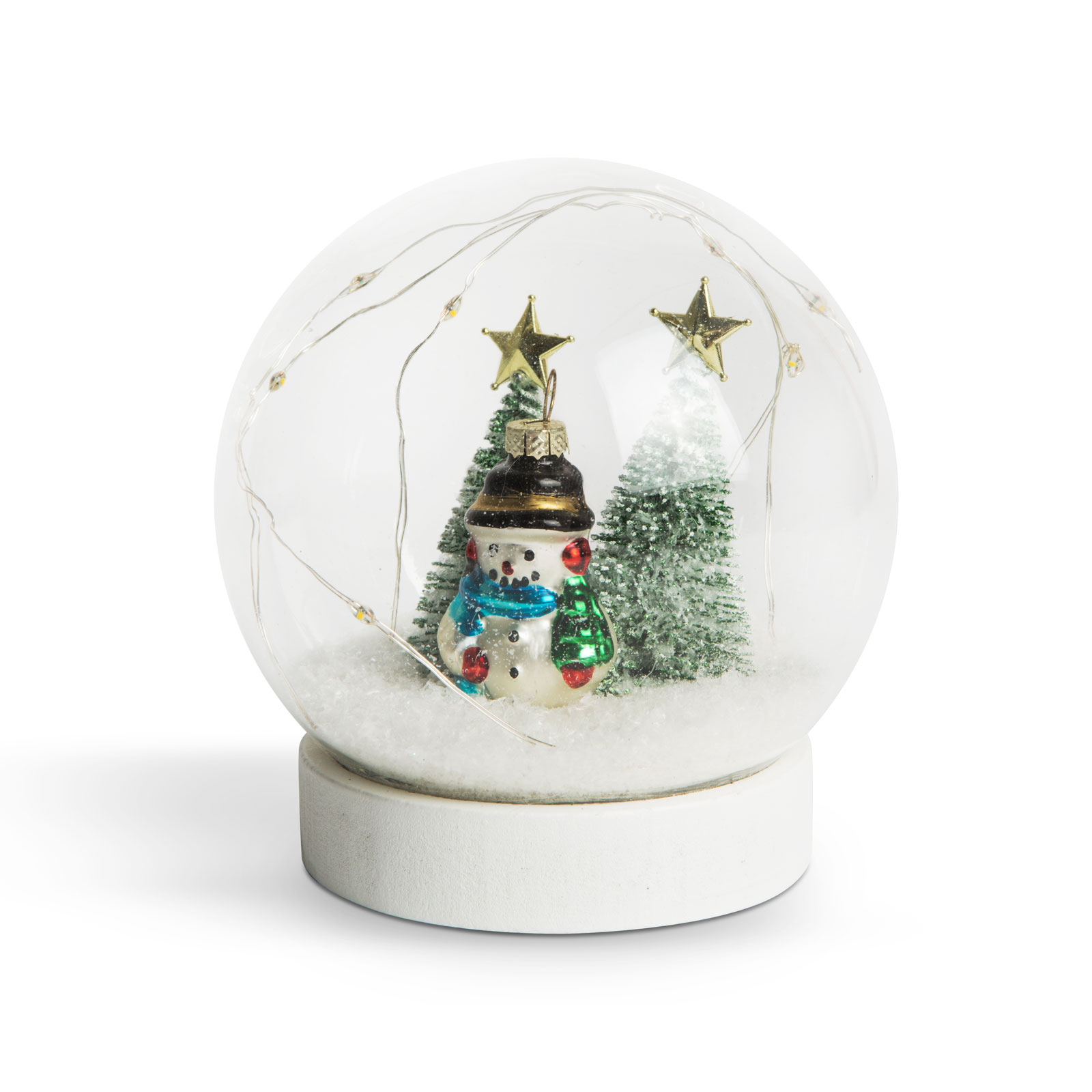 Glob de sticlă cu LED - de Crăciun - om de zăpadă+pin thumb