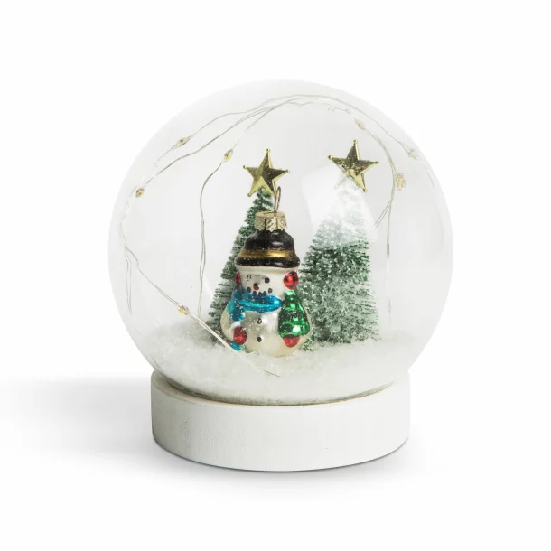 Glob de sticlă cu LED - de Crăciun - om de zăpadă+pin