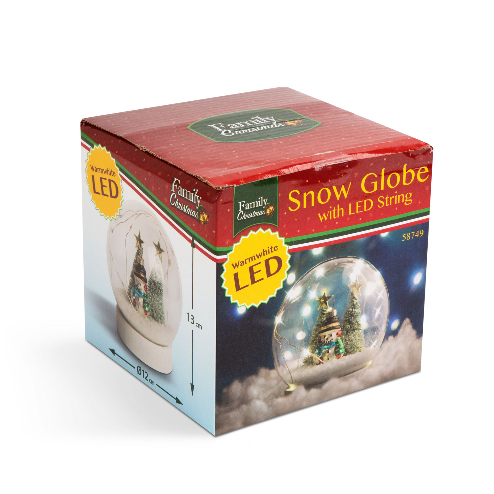 Glob de sticlă cu LED - de Crăciun - om de zăpadă+pin thumb