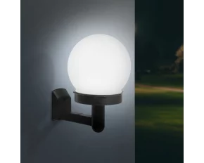 Lampă solară LED - alb rece - neagră, din plastic