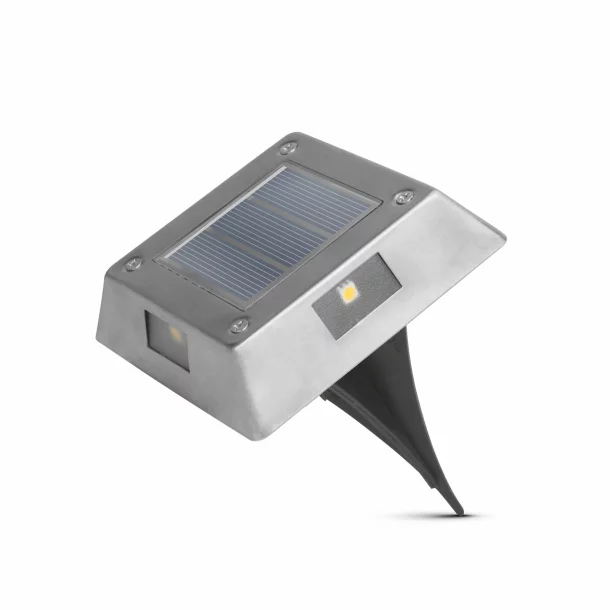 Lampă solară LED cu plug-in / perete - pătrată, metal - alb rece - 10 x 10 x 2,5 (+11) cm
