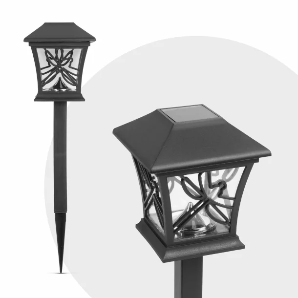 Lampă solară LED - model libelule - negru, alb cald - 9 x 9 x 25 (+9) cm