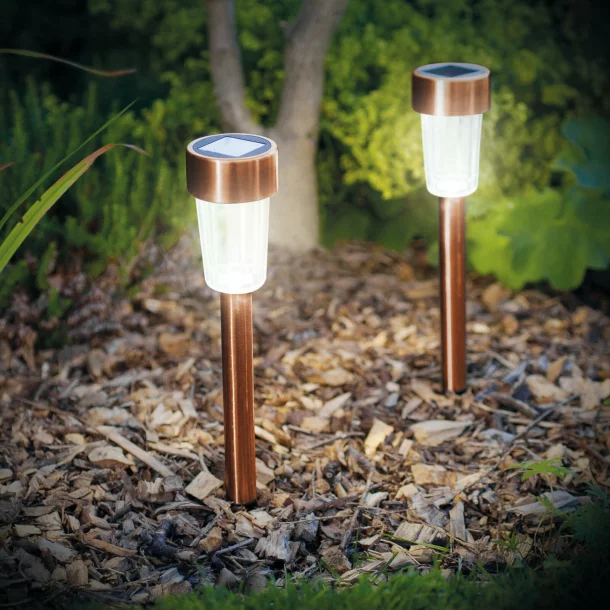 Lampă solară LED pt. exterior - 300 x 45 mm, metal,  Auriu rosé