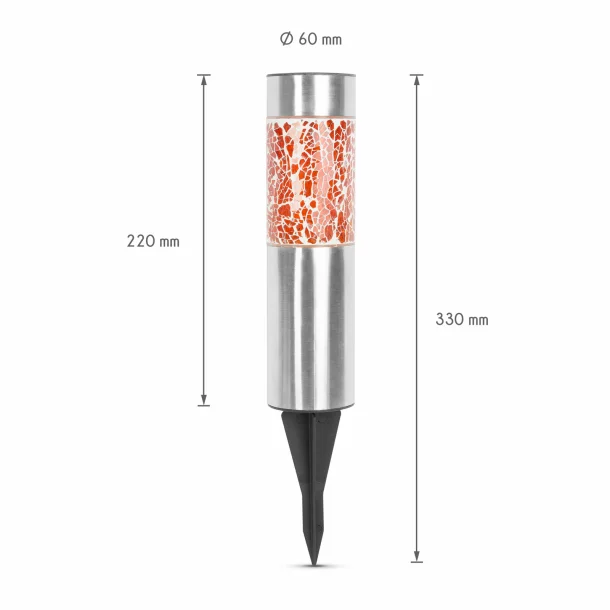 Lampă solară metalică - alb cald - 6 x 6 x 22 (+11) cm