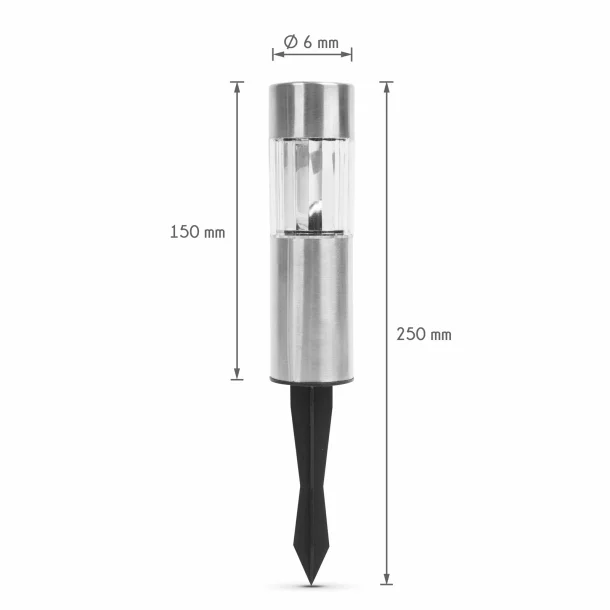 Lampă solară metalică - alb rece - 6 x 6 x 15 (+10) cm