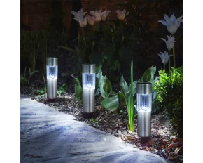Lampă solară metalică - alb rece - 6 x 6 x 15 (+10) cm
