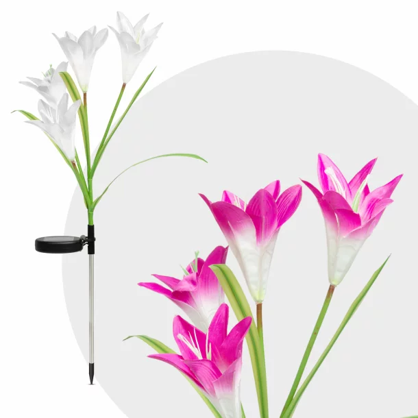 Lampă solară model floare - LED RGB - 75 cm - 2 buc. /pachet
