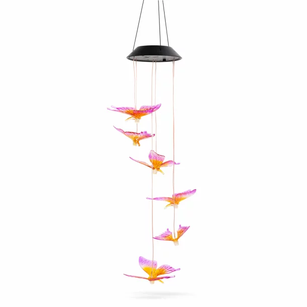 Lampă solară suspendată - fluturi - cu LED RGB - 78 x 12,5 cm