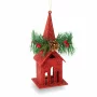 Ornament de brad cu agățătoare - biserică - 16 x 6.5 cm - roșie