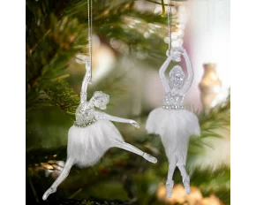Ornament de Crăciun - balerină acrilică - 14 x 4 x 4 cm - 2 buc/pachet