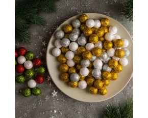 Ornament de Crăciun - bile cu sclipici, din polispumă - 20 mm - 2 tipuri