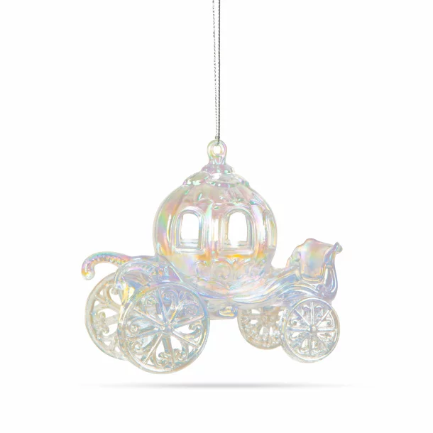 Ornament de Crăciun - cărucior iridescent, acrilic - 11 x 5,5 x 9,5 cm
