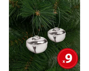 Ornament de Crăciun - clopoței - metal, 20 mm - argintii - 9 piese / pachet