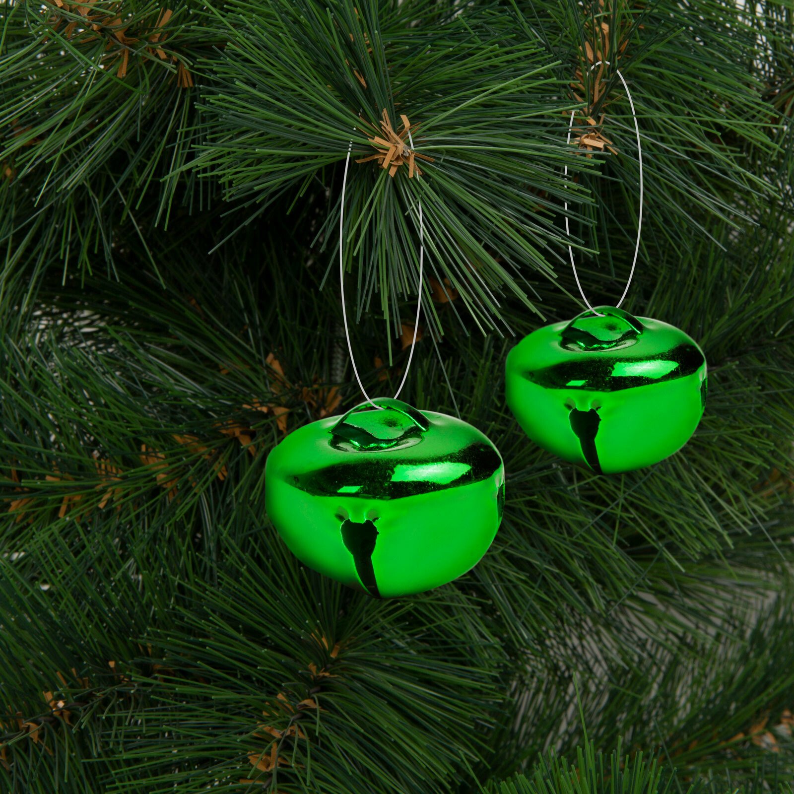 Ornament de Crăciun - clopoței - metal, 20 mm - verzi - 9 piese / pachet thumb