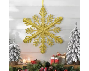 Ornament de Crăciun - cristal de gheață auriu - 29 x 29 x 1 cm