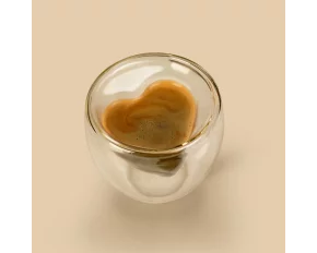 Pahar de sticla cu perete dublu - cu forma de inima - 180 ml