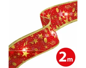 Panglică LED de Crăciun - roșie - 2 m x 5 cm - 2 x AA