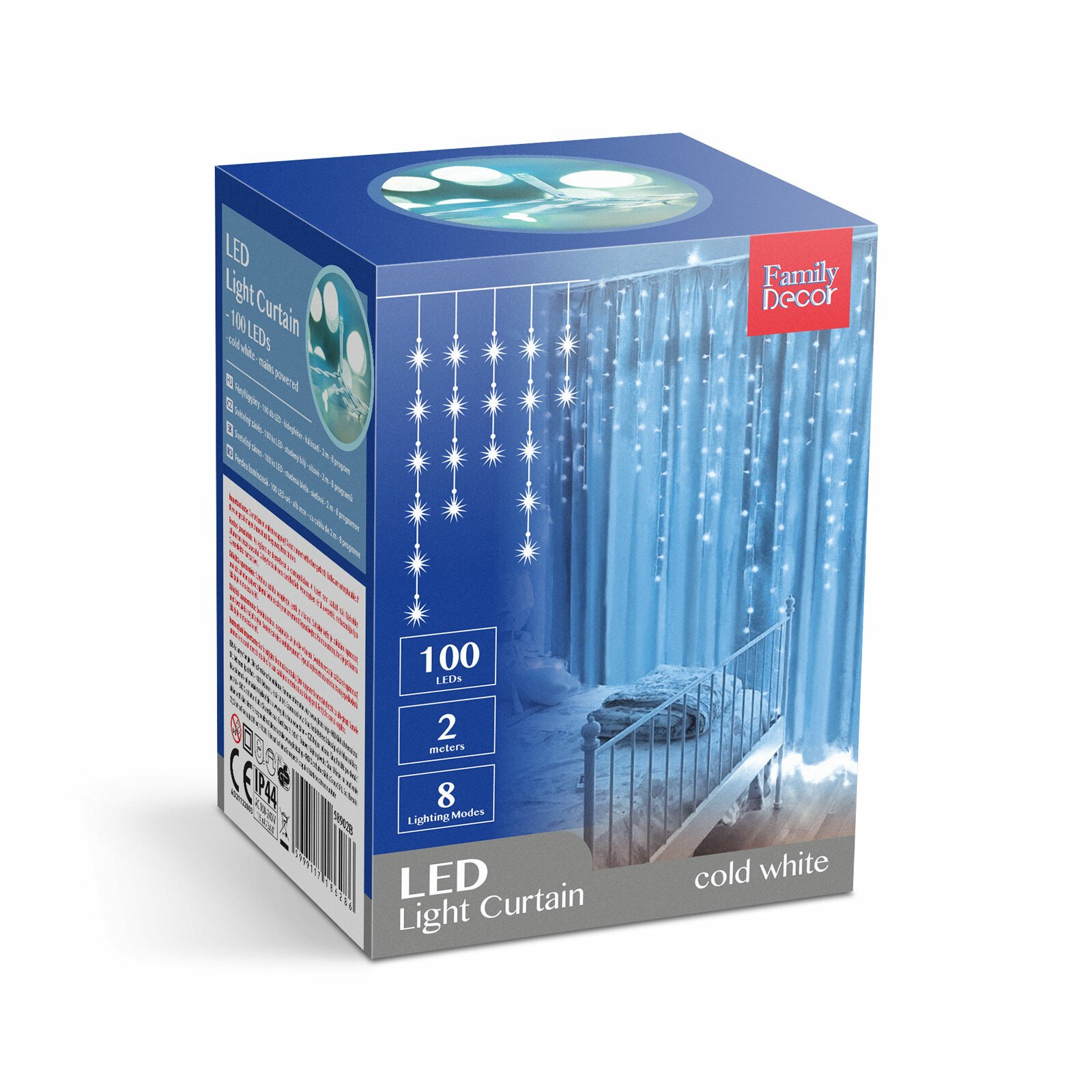 Perdea luminoasă - 100 LEDuri - alb rece - IP44 - 2,2 m - 8 programe thumb
