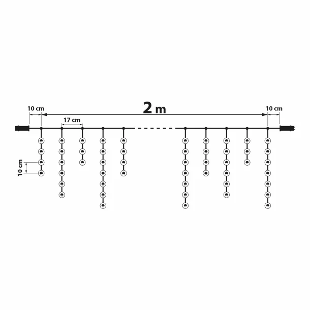 Perdea luminoasă - 100 LEDuri - alb rece - IP44 - 2,2 m - 8 programe