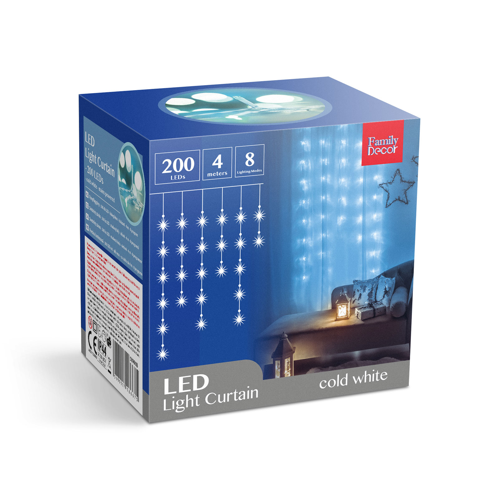 Perdea luminoasă - 200 LEDuri - alb rece - IP44 - 4,2 m - 8 programe thumb