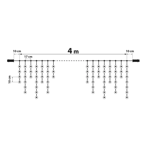 Perdea luminoasă - 200 LEDuri - alb rece - IP44 - 4,2 m - 8 programe