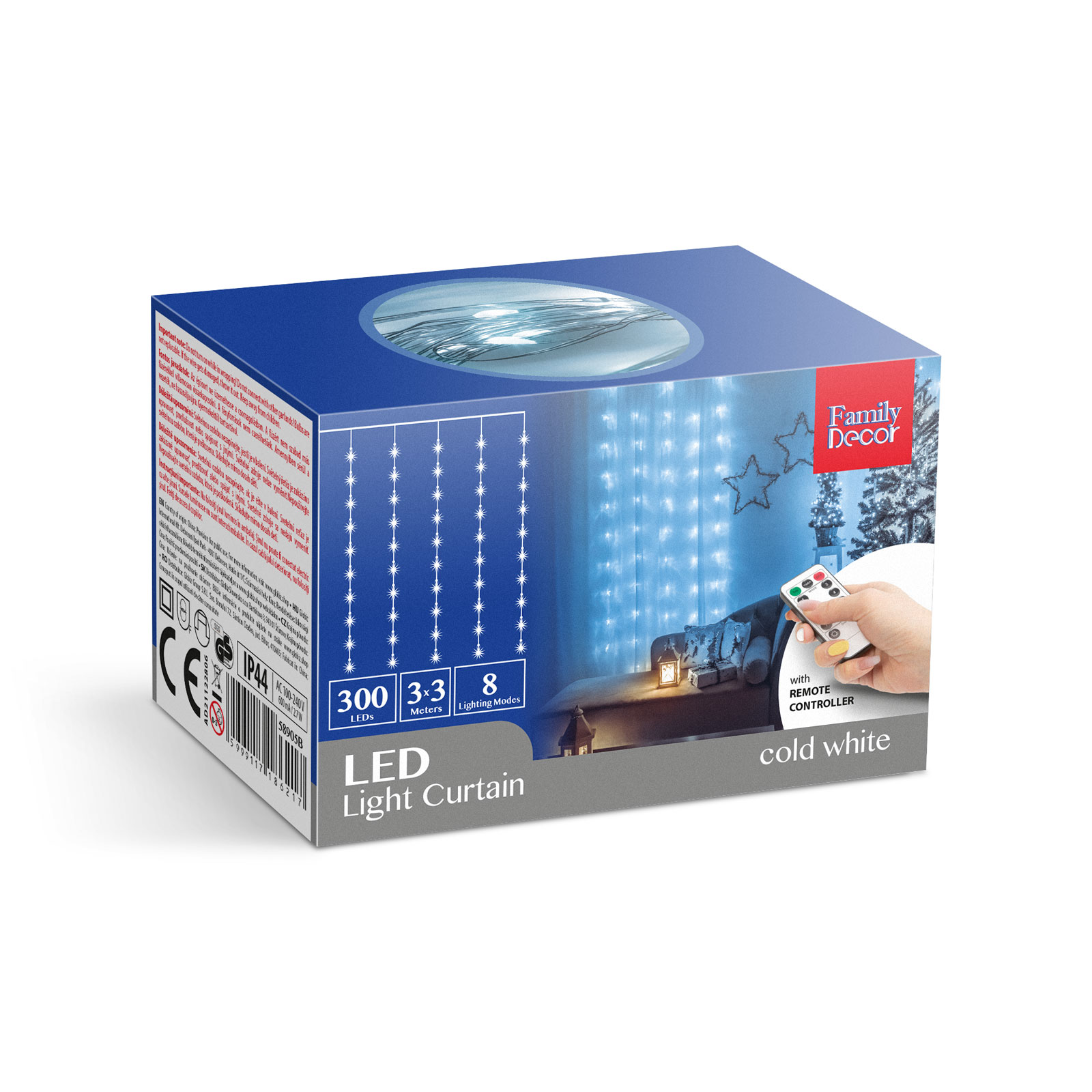 Perdea luminoasă - 300 micro LEDuri - alb rece - 3 x 3 m - 230V - cu telecomandă thumb