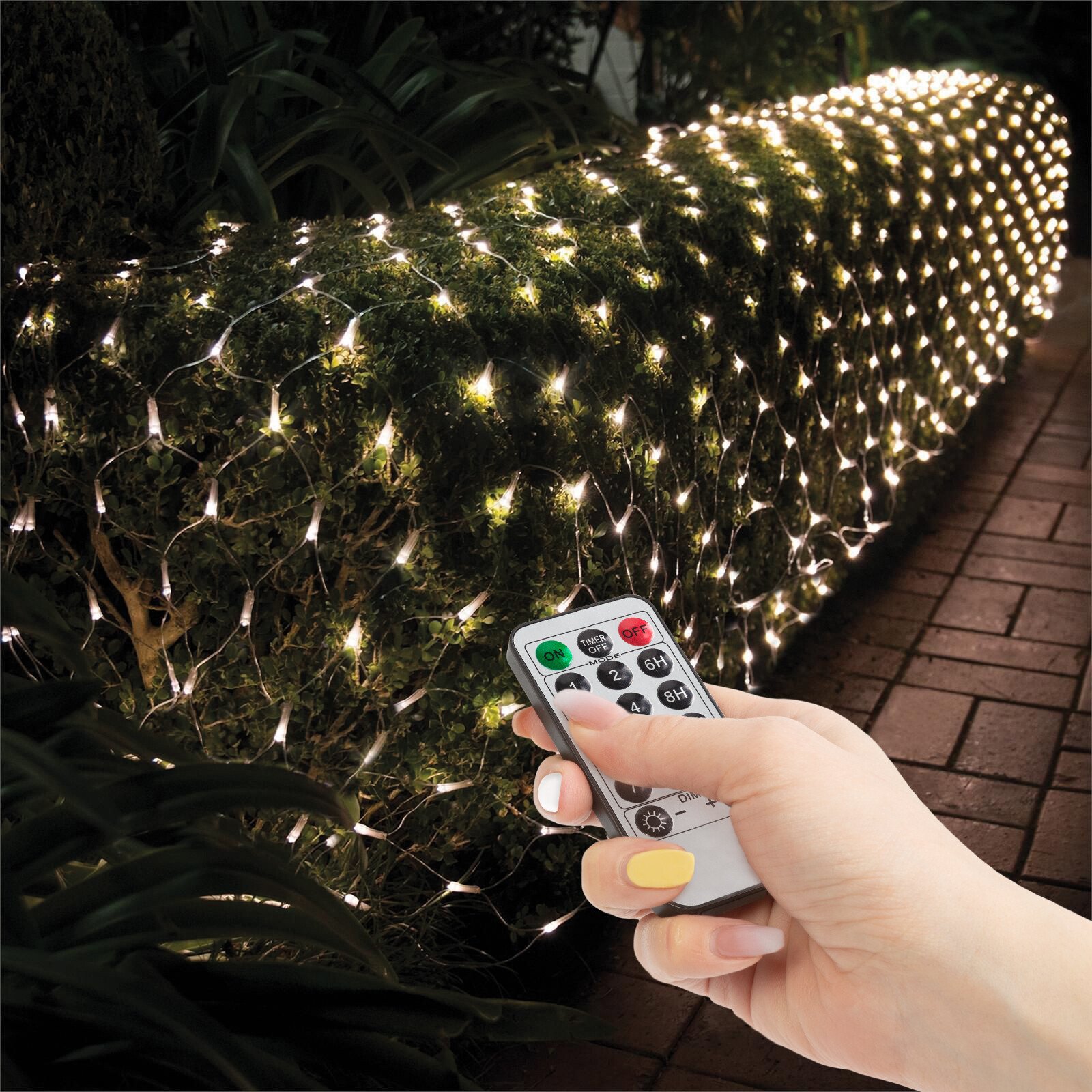 Plasă luminoasă LED - 100 LEDuri alb-cald - 1.5 x 1.5 m - 230V - cu telecomandă thumb